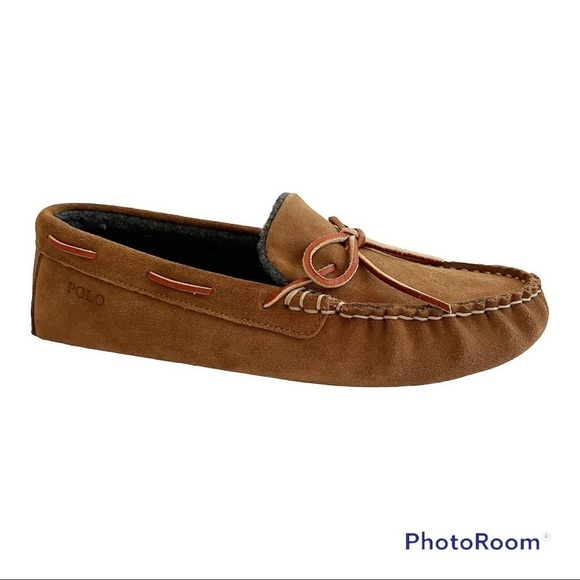 POLO RALPH LAUREN Suede Slip-On Fleece-Lined Moccasin Slipper Size 7D - Picture 5 of 14